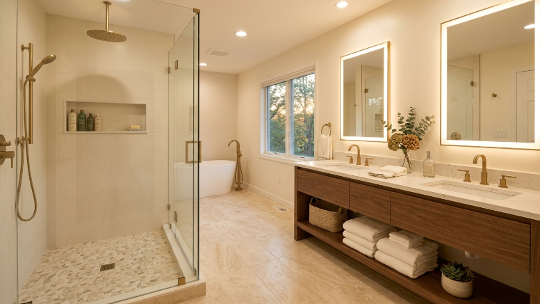best tile flooring bathrooms Delaware Pennsylvania finished bathroom renovation Prime Epoxy Flooring