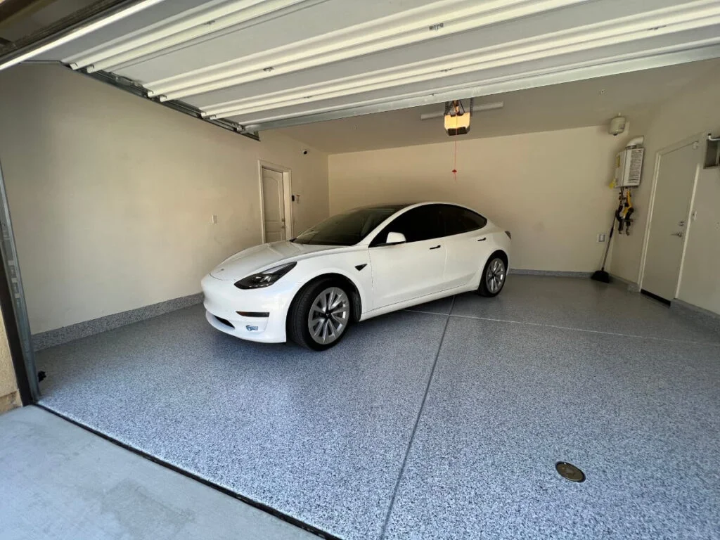 Residential garage floor epoxy coating detail